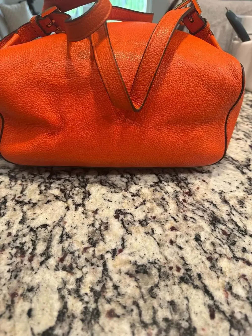 Michael Kors Orange Pebbled Leather Backpack Gold Hardware Travel Bookbag Purse